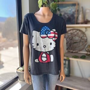 Sanrio Hello Kitty by Doe Exclusive Patriotic USA Flag Bow T-Shirt Women's Large